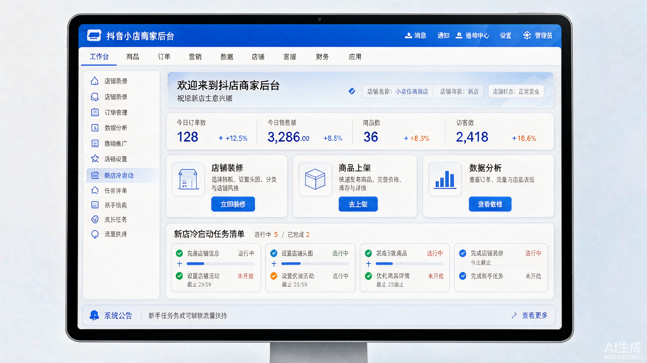 抖音小店新商家运营后台